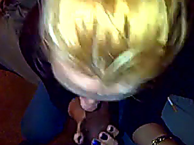 Slutty white chick sucks a big black cock