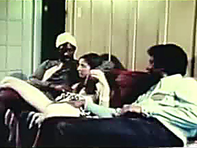 Young white chick fucks black group mates