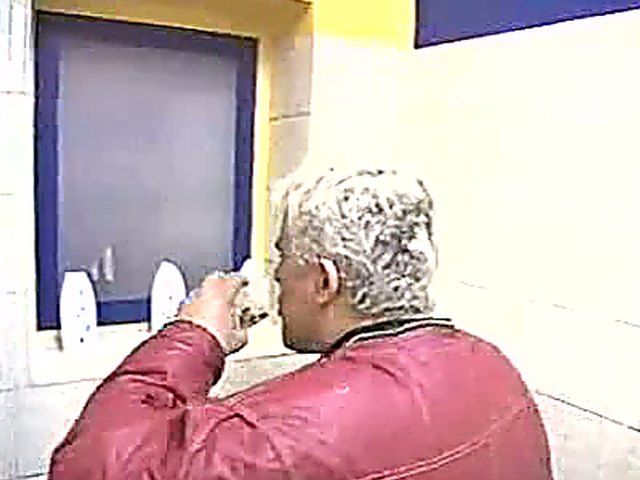 Hardcore sex in a public restroom