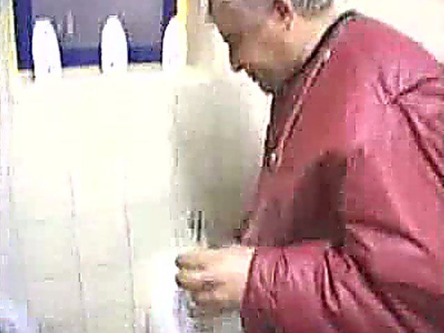 Hardcore sex in a public restroom