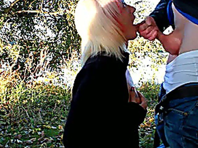 Slutty blonde sucks her boyfriends hard dick