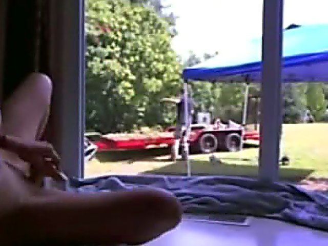 Naughty chick plays with pussy in public