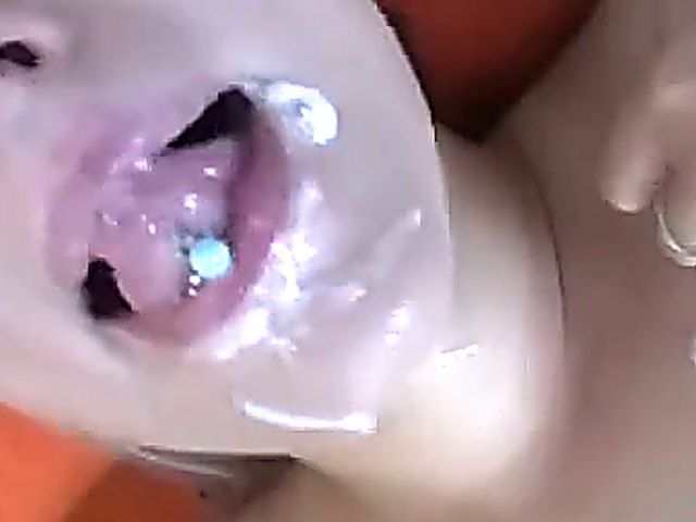 Blonde woman gets cum all over her lips