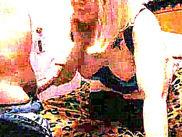 Chubby blonde watches cock drip with cum