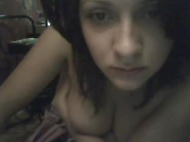 Topless amateur exposes her sexy tits on webcam