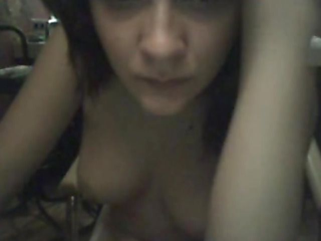Topless amateur exposes her sexy tits on webcam
