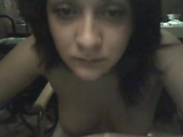 Topless amateur exposes her sexy tits on webcam