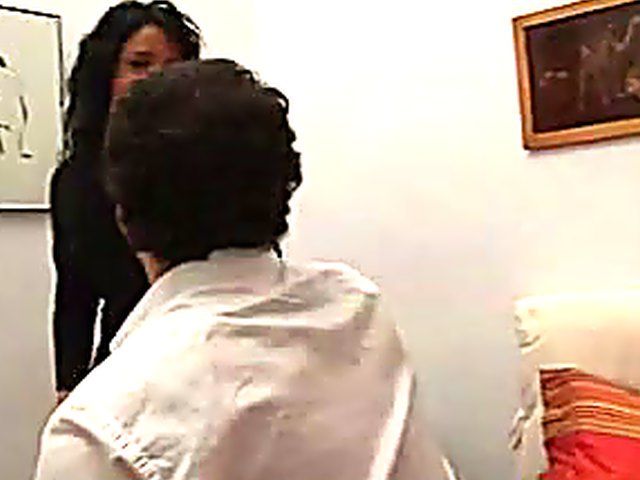 Stunning brunette sucks and rides a small dick