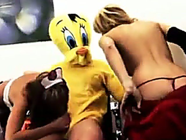 Slutty girls and boys have fun in costume