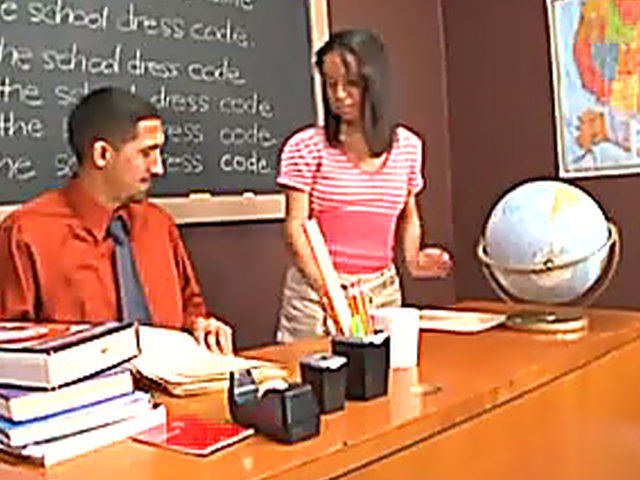 A naughty schoolgirl seduces her horny teacher