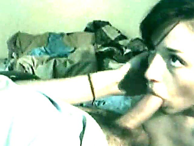 Big eyes shine while sucking cock