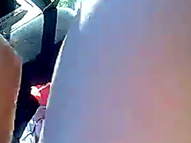 Shaved pink pussy gets two fists inside