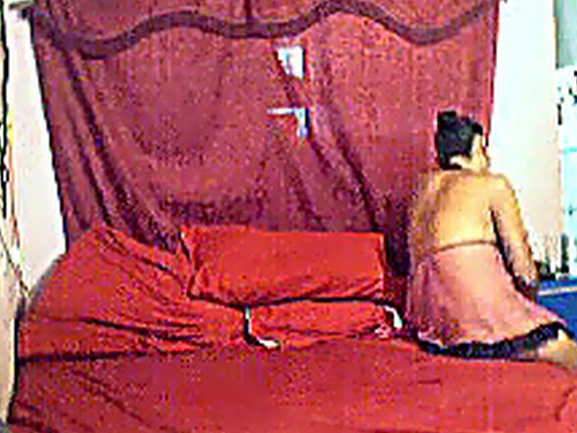 Horny slut fucks a black and white cock