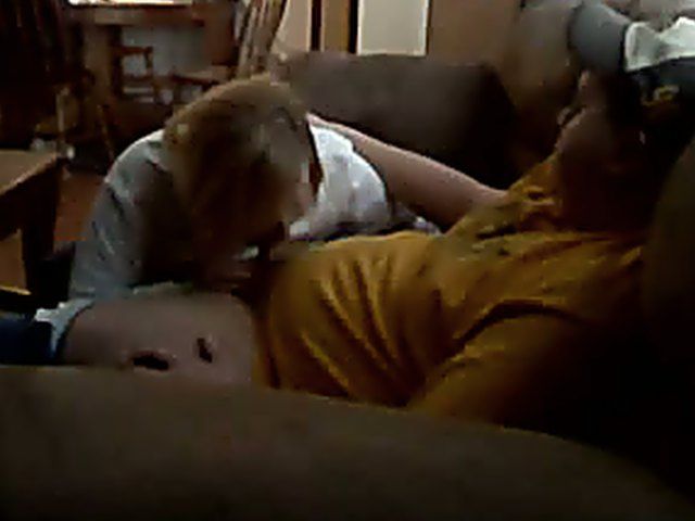 Mature blonde sucks her fat husbands hard cock