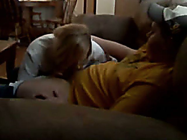 Mature blonde sucks her fat husbands hard cock