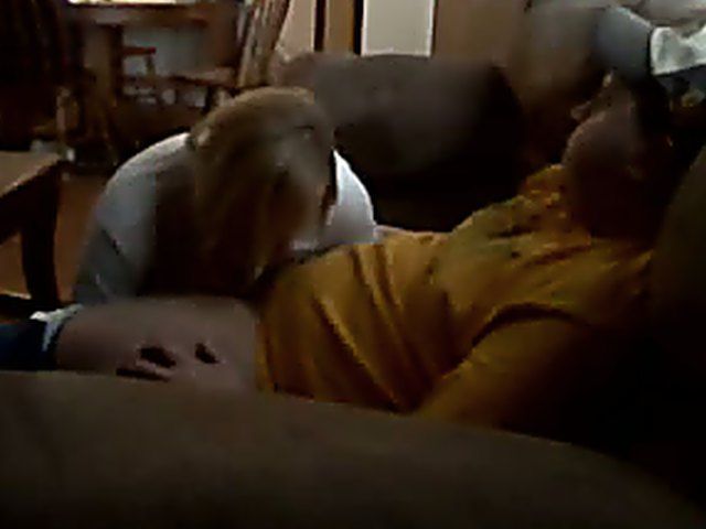 Mature blonde sucks her fat husbands hard cock