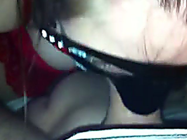 Masked babe sucks on a big hard dick