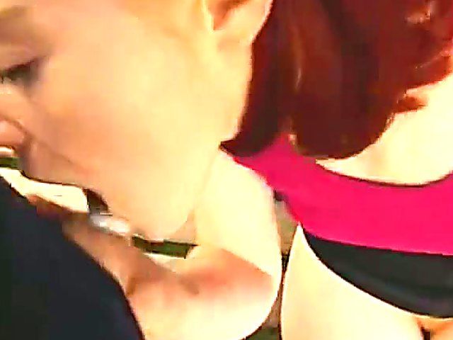 Innocent looking redhead gets fingered and fucked outside