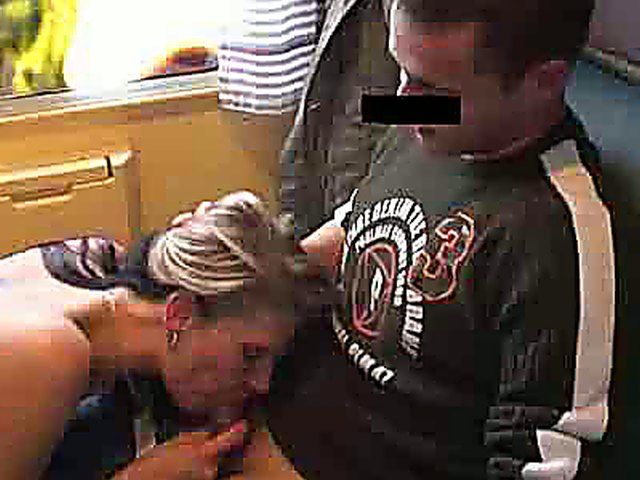 German babes suck on a total strangers cock