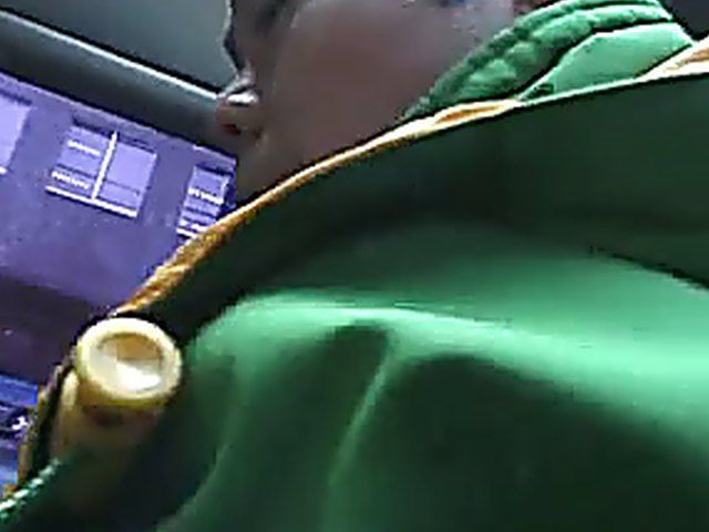 Japanese slut sucks a hard dick outside