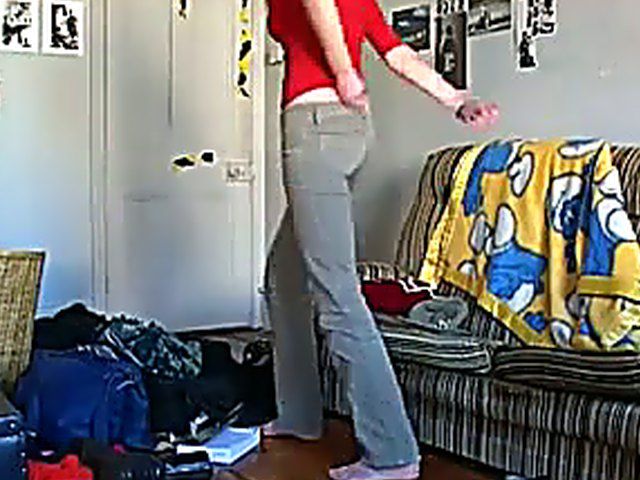 Bushy amateur gets naked in the room