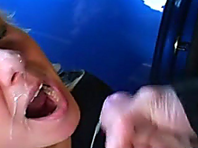 Blonde babe masturbates, and then sucks cock