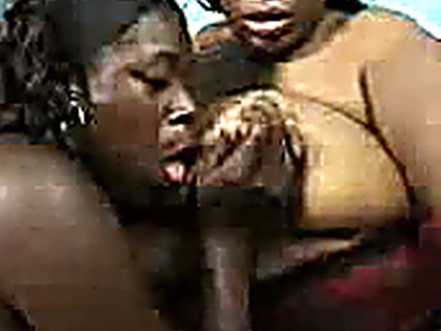 Ebony lesbians with massive tits play with toys