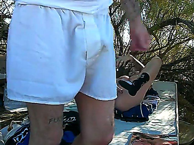 Slutty brunette gets fucked at an outside picnic 