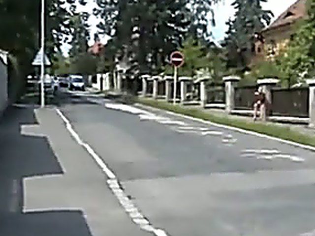 Sexy brunette walks the streets with nothing on