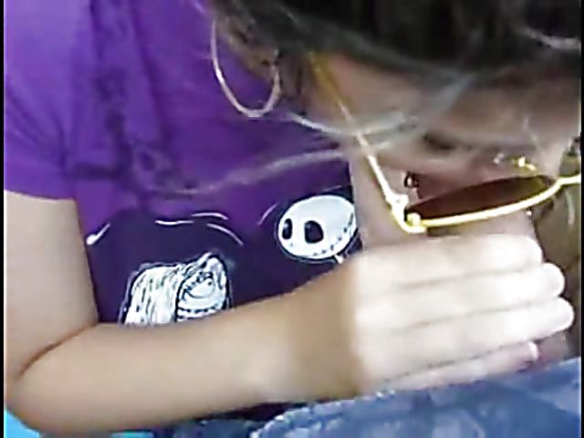 Young girl with pierced lips sucks a cock