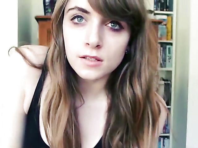 Blue-eyed amateur in black lingerie