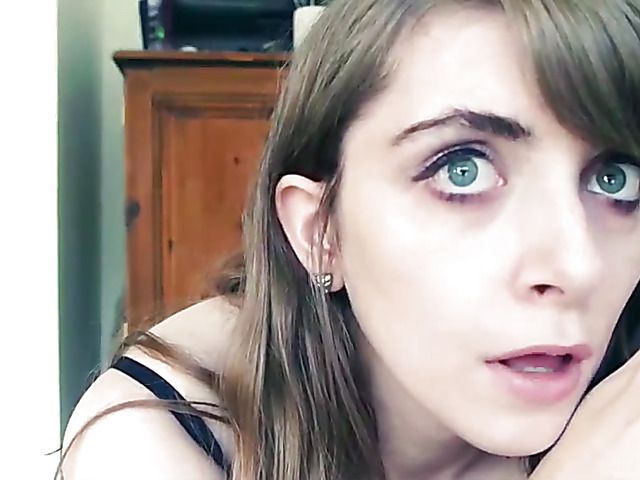 Blue-eyed amateur in black lingerie