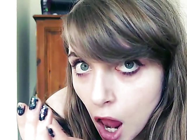 Blue-eyed amateur in black lingerie
