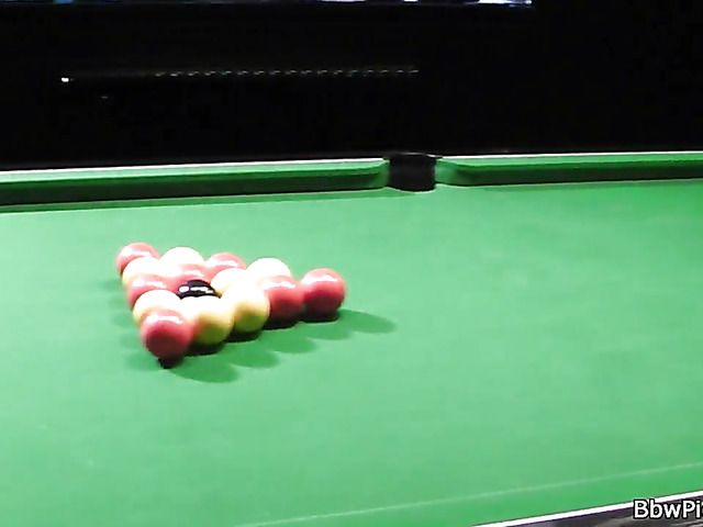 Big titty MILF playing pool and fucking hard