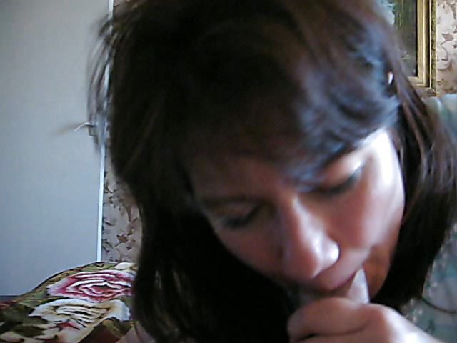 Eager wife sucks uncut cock in close up