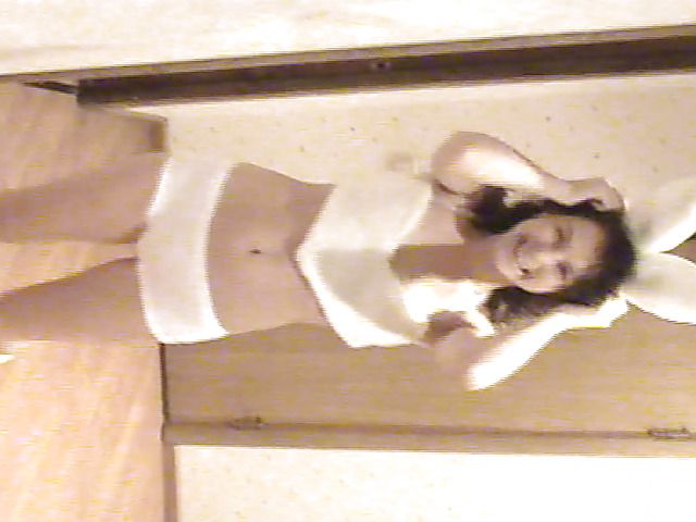 Black haired GF in white bunny outfit