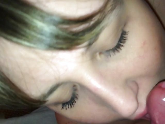 Cute GF sucks the cum out of dick