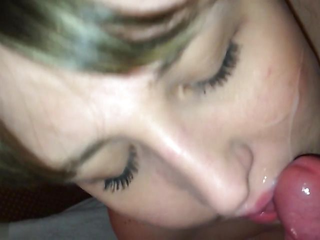 Cute GF sucks the cum out of dick