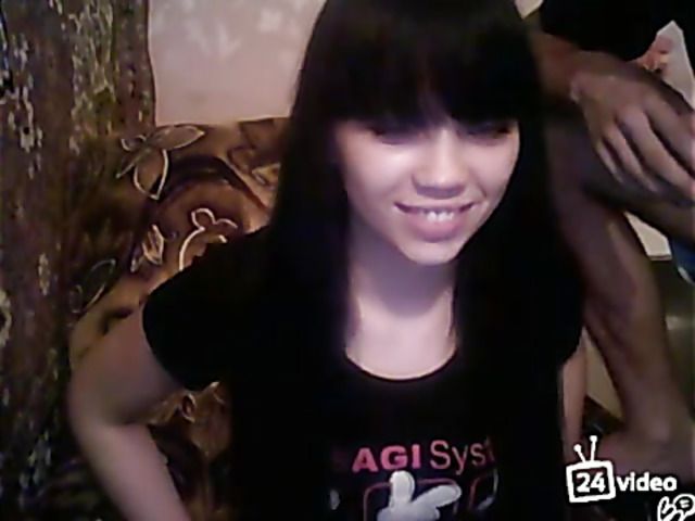 Brunette gets face fucked in front of web camera