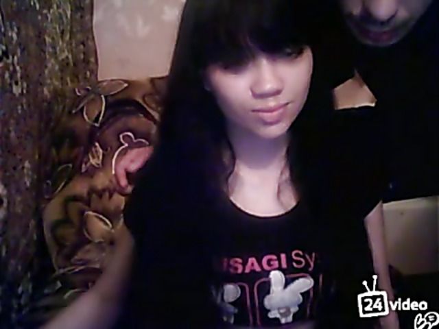 Brunette gets face fucked in front of web camera