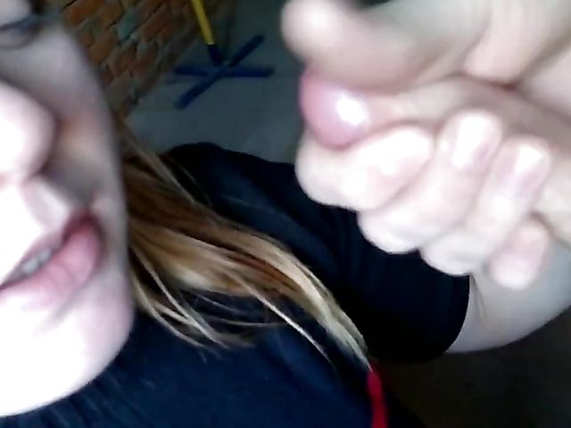 Clothed amateur girlfriend sucking cock in POV