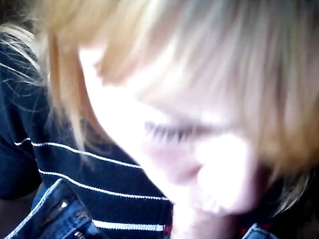 Clothed amateur girlfriend sucking cock in POV