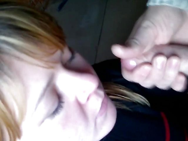 Clothed amateur girlfriend sucking cock in POV