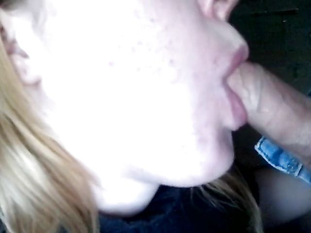 Clothed amateur girlfriend sucking cock in POV