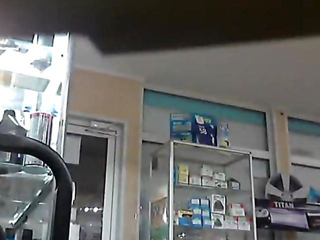 Russian blowjob at a store on camera