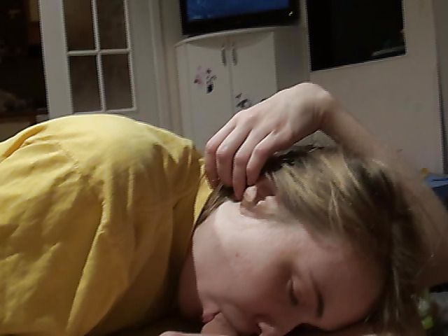 Long haired GF sucks dick dry