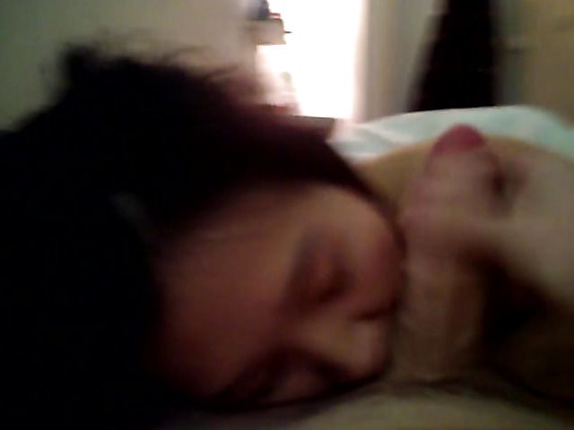 Pretty Asian girl sucking cock before work