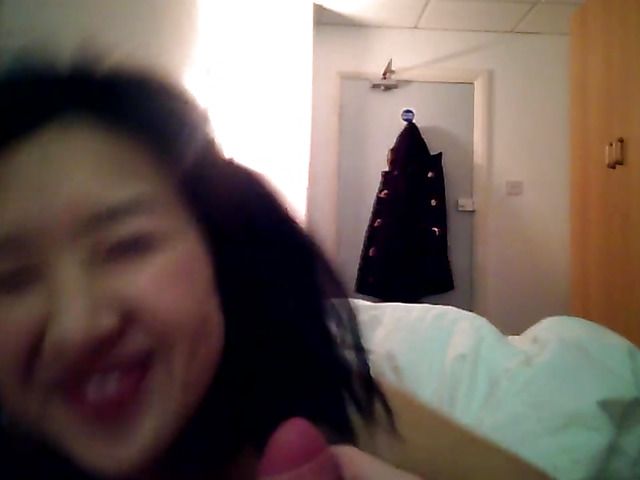 Pretty Asian girl sucking cock before work