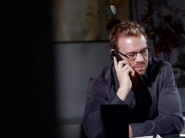 Hot couple sharing a girl on massage table