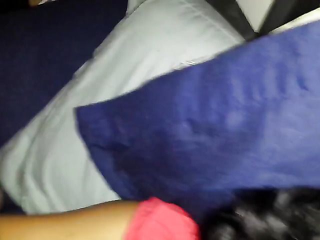 GF in red gets her mouth drilled by a black cock